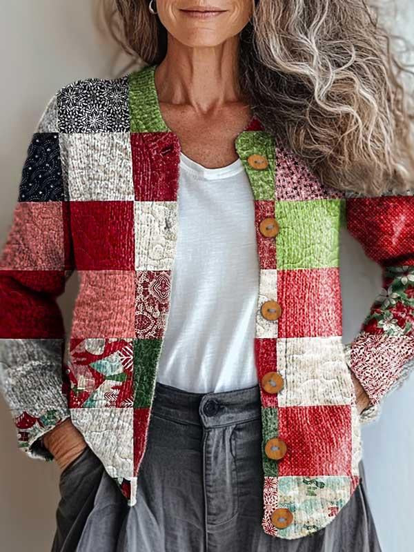 Linnea | Elegant classic quilted jacket in festive Christmas colors