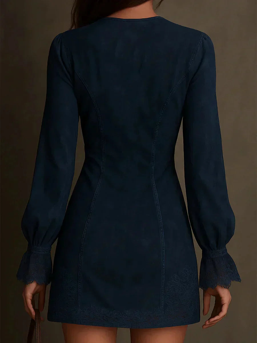 Jasmine β Blue Mini Dress with Lace