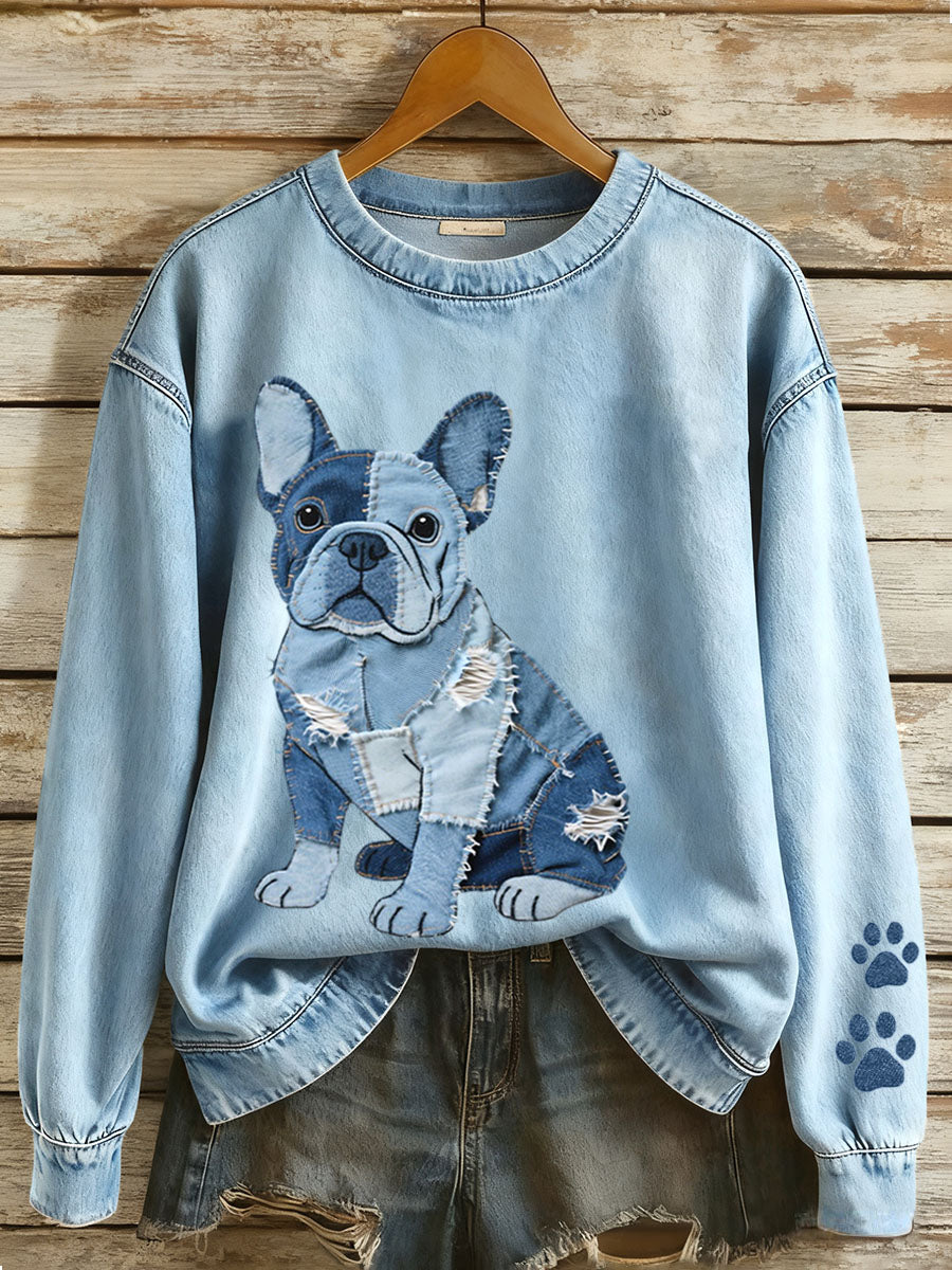Eleanor - Bulldog Patchwork Sweatshirt