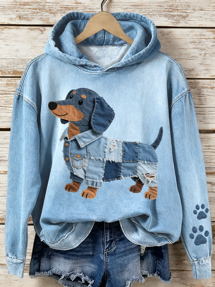 Joyce - Dachshund Denim Hoodie