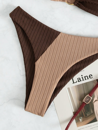 Natalie | Ribbed Two Tone High Leg Bikini