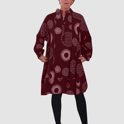 Haydie™ Casual Lapel Dress with Geometric Print