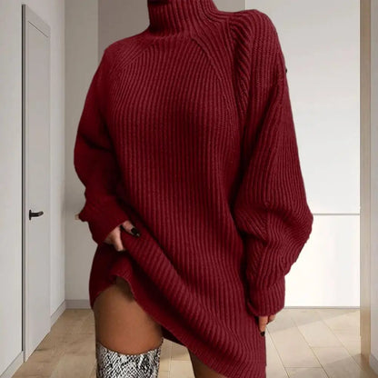 Women's Turtleneck Sweater Dress for Winter